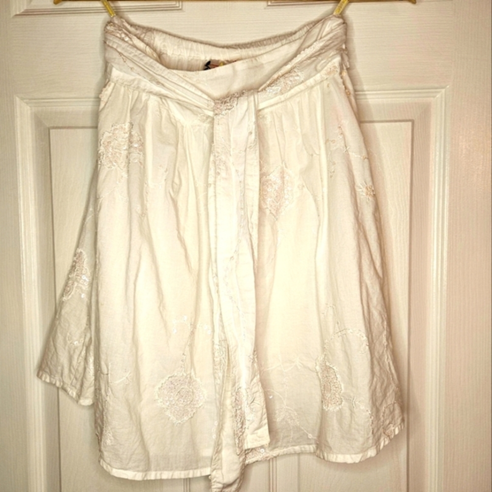 Le Fromage et L'Orange White Sequin Skirt Sz 10
